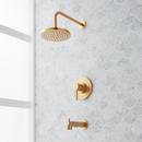 Single Lever Handle Pressure Balancing Valve Tub and Shower System Set in Brushed Gold - 1/2 in. Valve Included