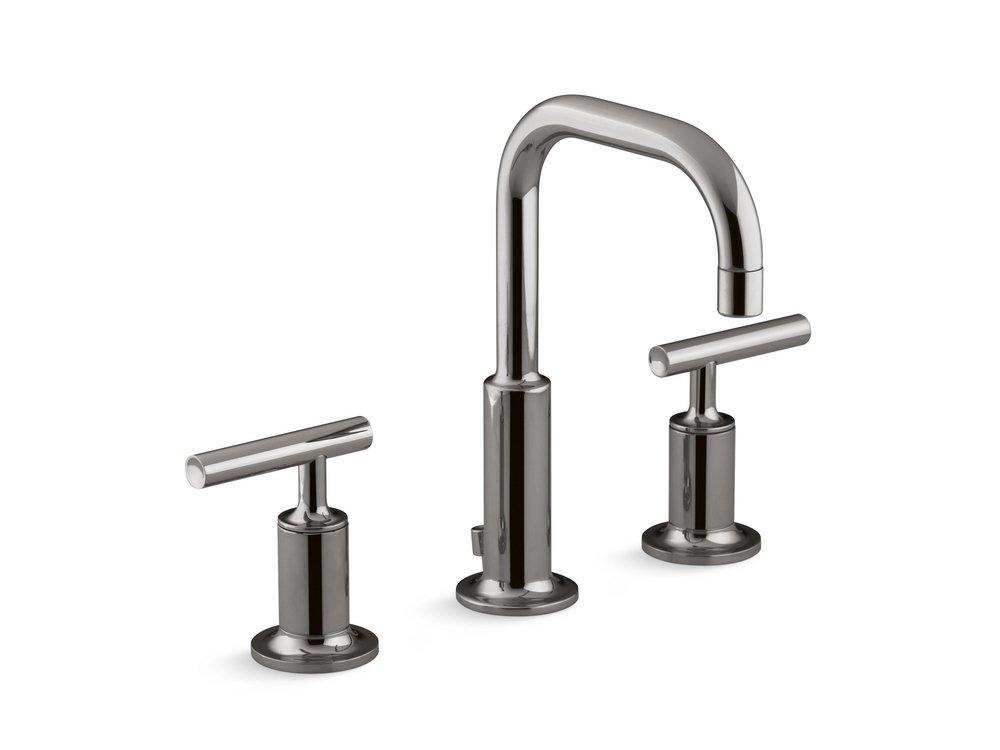 Two Handle Widespread Bathroom Sink Faucet in Vibrant Titanium 