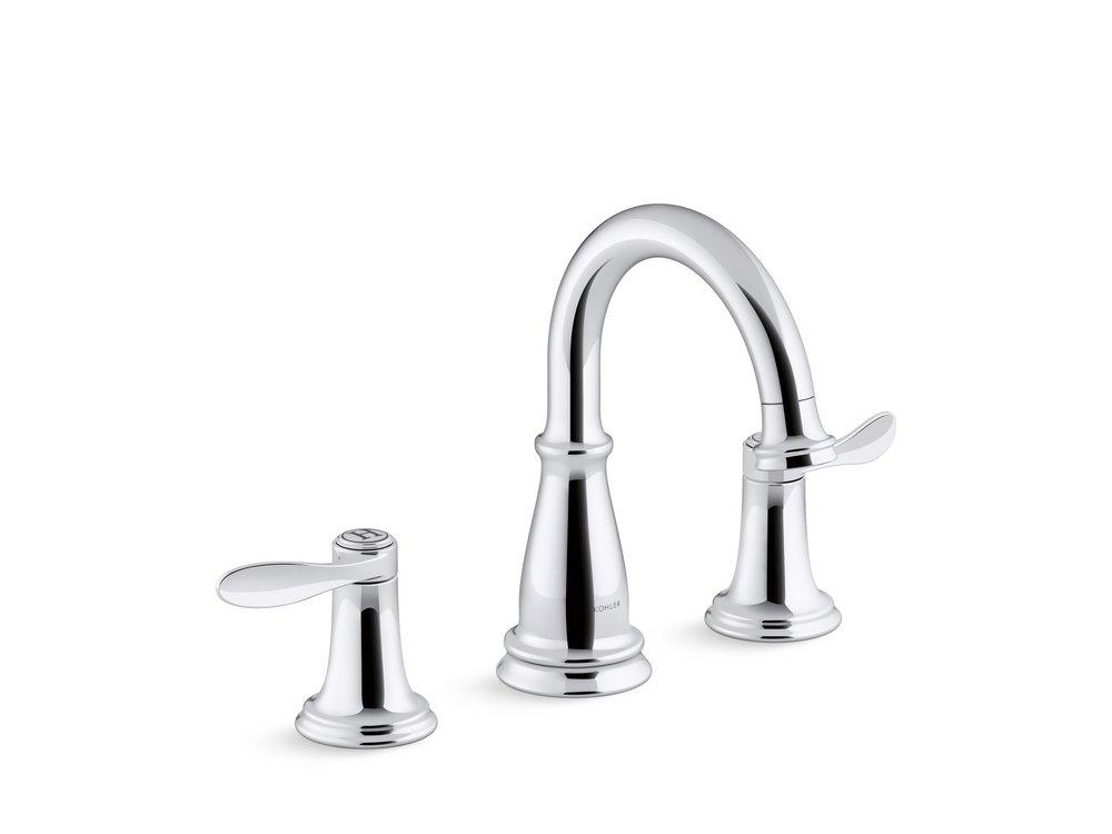 KOHLER Polished Chrome Two Handle Widespread Bathroom Sink Faucet 