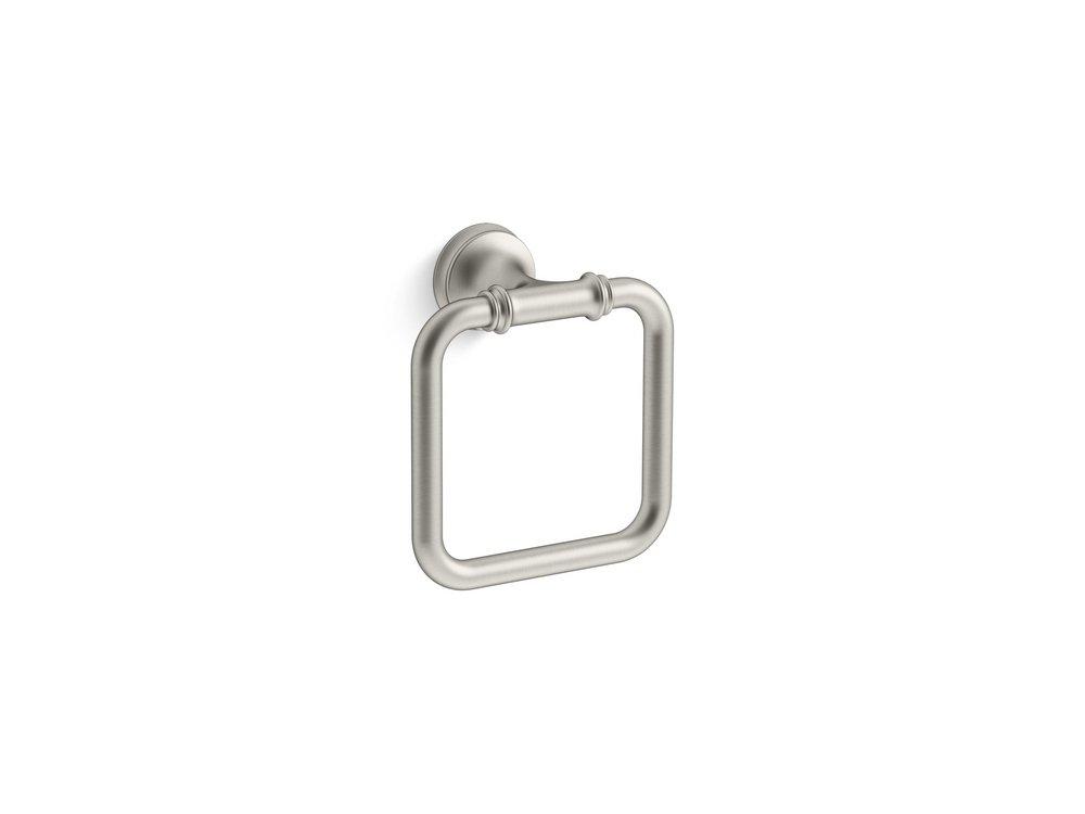 KOHLER Vibrant&reg; Brushed Nickel Square Closed Towel Ring 