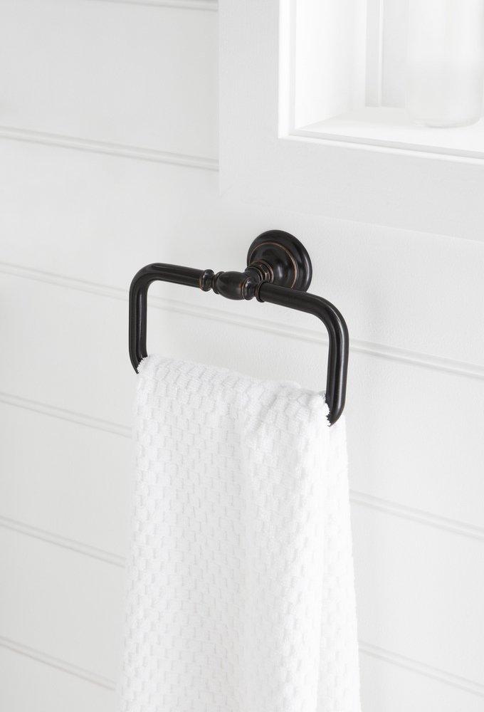 KOHLER Matte Black Rectangular Closed Towel Ring 