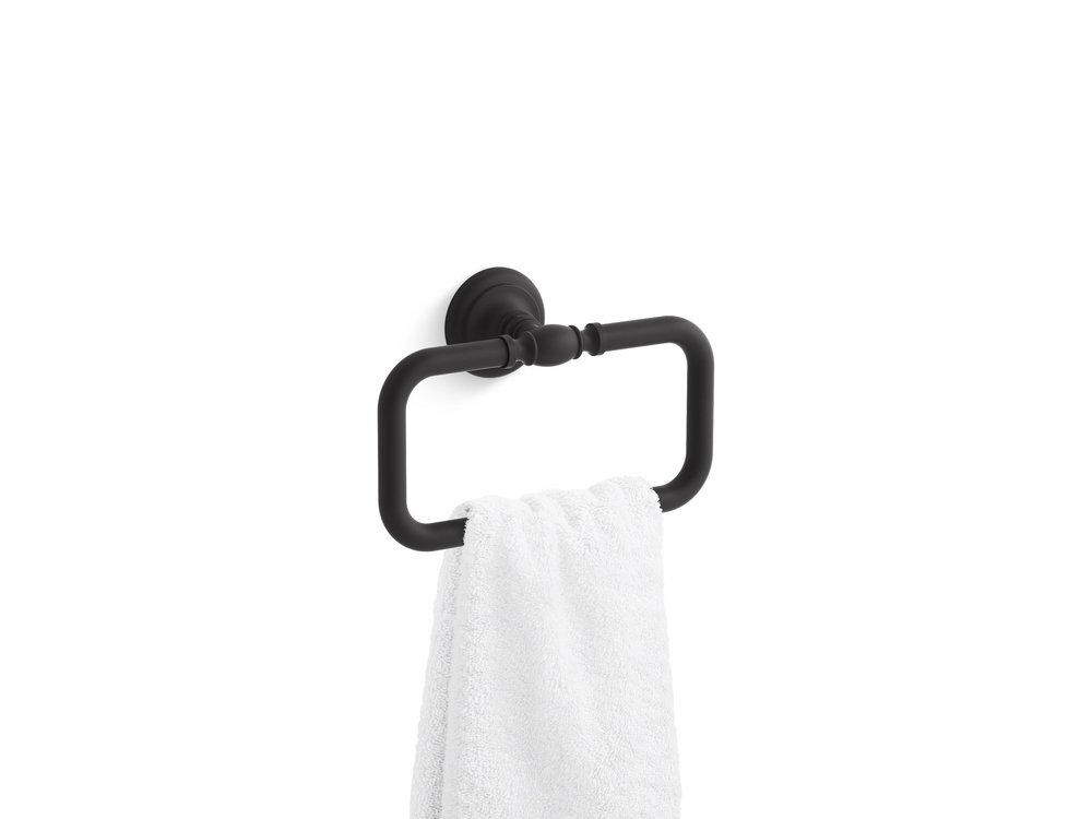 KOHLER Matte Black Rectangular Closed Towel Ring 