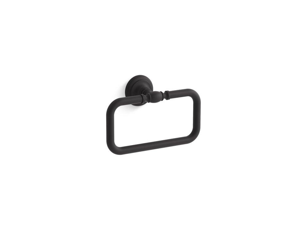 KOHLER Matte Black Rectangular Closed Towel Ring 