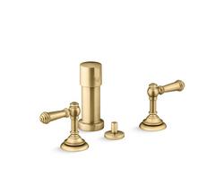 Two Handle Bidet Faucet in Vibrant Brushed Moderne Brass