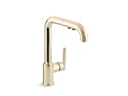 Single Handle Pull Out Kitchen Faucet in Vibrant&reg; French Gold