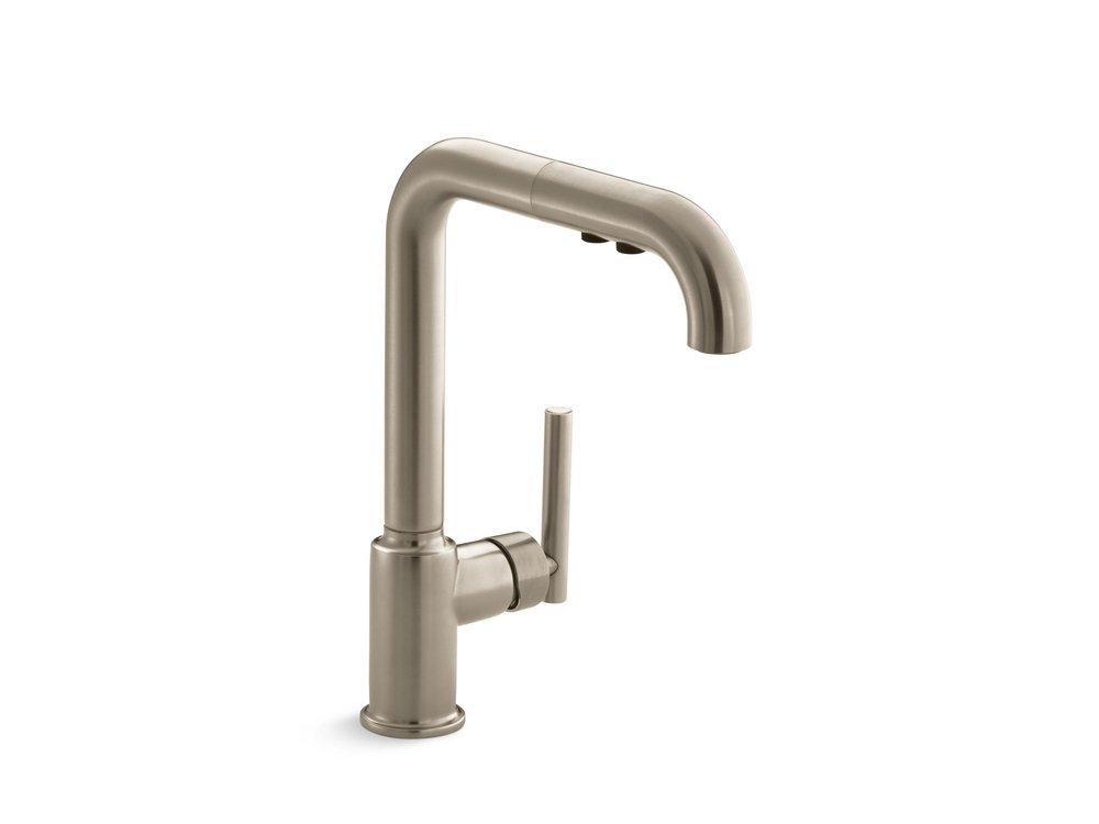 KOHLER Vibrant Brushed Bronze Single Handle Pull Out Kitchen Faucet 