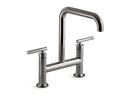 KOHLER Vibrant Titanium Two Handle Bridge Kitchen Faucet 