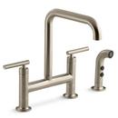Two Handle Bridge Kitchen Faucet with Side Spray in Vibrant® Brushed Bronze