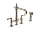 Two Handle Bridge Kitchen Faucet with Side Spray in Vibrant® Brushed Bronze