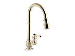 Single Handle Pull Down Kitchen Faucet in Vibrant&reg; French Gold