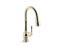 Single Handle Pull Down Kitchen Faucet in Vibrant&reg; French Gold