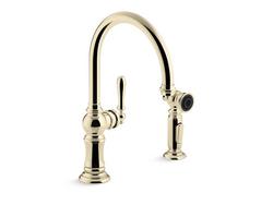 Single Handle Kitchen Faucet with Side Spray in Vibrant&reg; French Gold