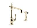 Single Handle Kitchen Faucet with Side Spray in Vibrant® French Gold