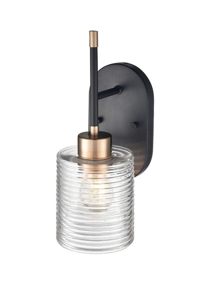 1-Light Wall Sconce in Matte Black Modern Gold 