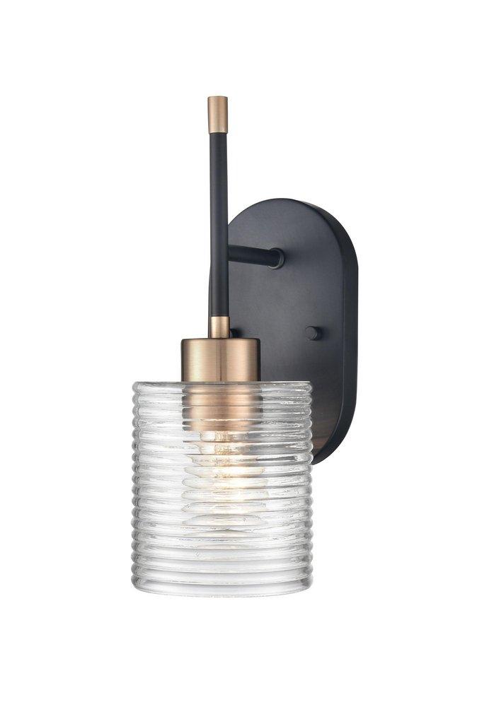 1-Light Wall Sconce in Matte Black Modern Gold 