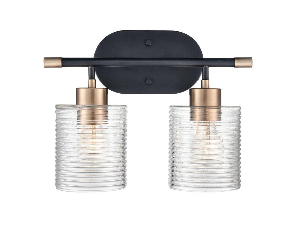 2-Light Vanity Fixture in Matte Black/Modern Gold 