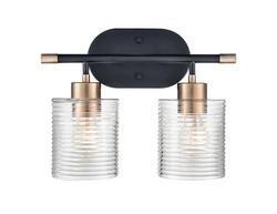 2-Light Vanity Fixture in Matte Black/Modern Gold