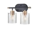 2-Light Vanity Fixture in Matte Black/Modern Gold 
