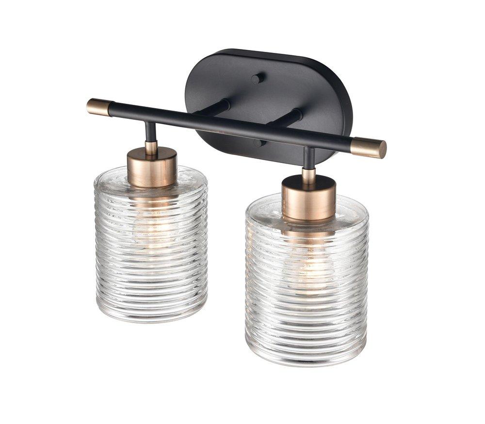 2-Light Vanity Fixture in Matte Black/Modern Gold 