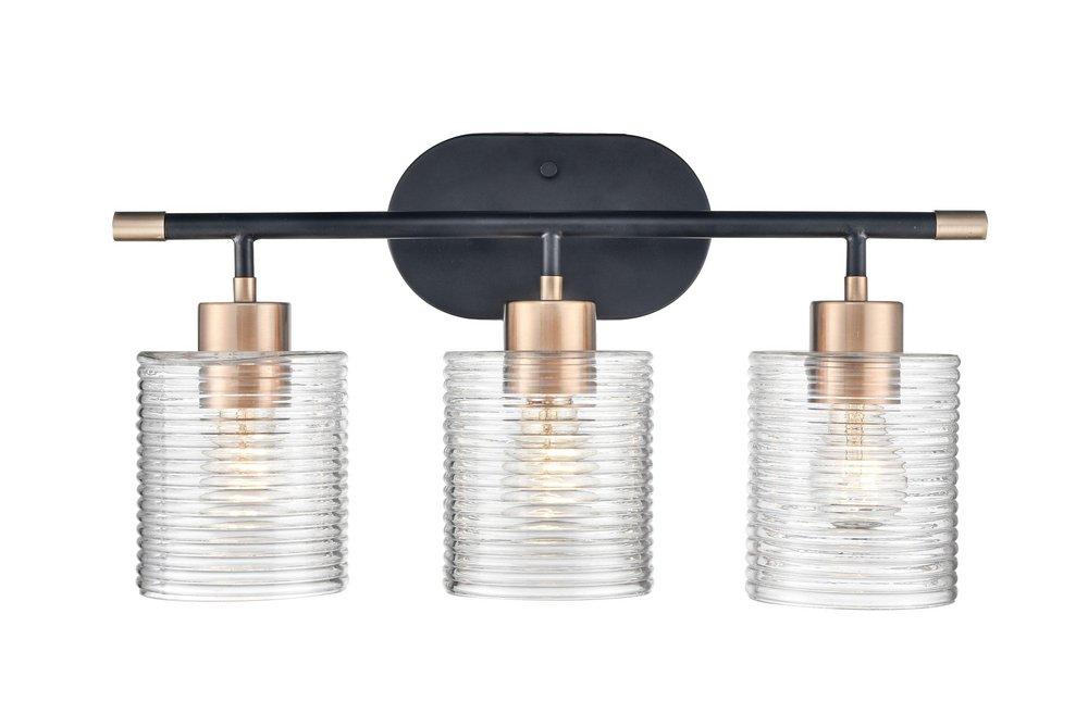 3-Light Vanity Fixture in Matte Black/Modern Gold 