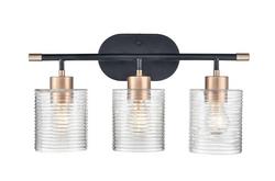 3-Light Vanity Fixture in Matte Black/Modern Gold