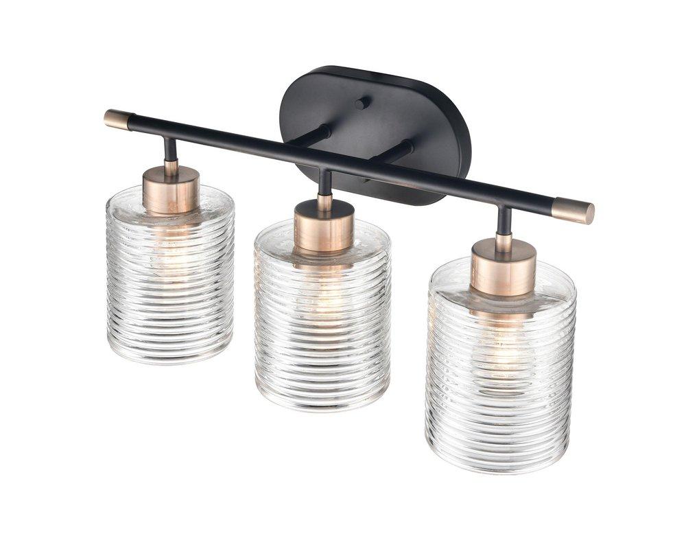 3-Light Vanity Fixture in Matte Black/Modern Gold 