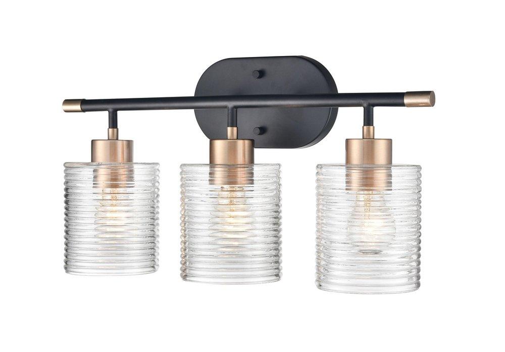 3-Light Vanity Fixture in Matte Black/Modern Gold 