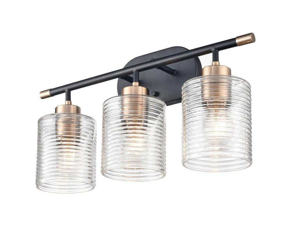 3-Light Vanity Fixture in Matte Black/Modern Gold 