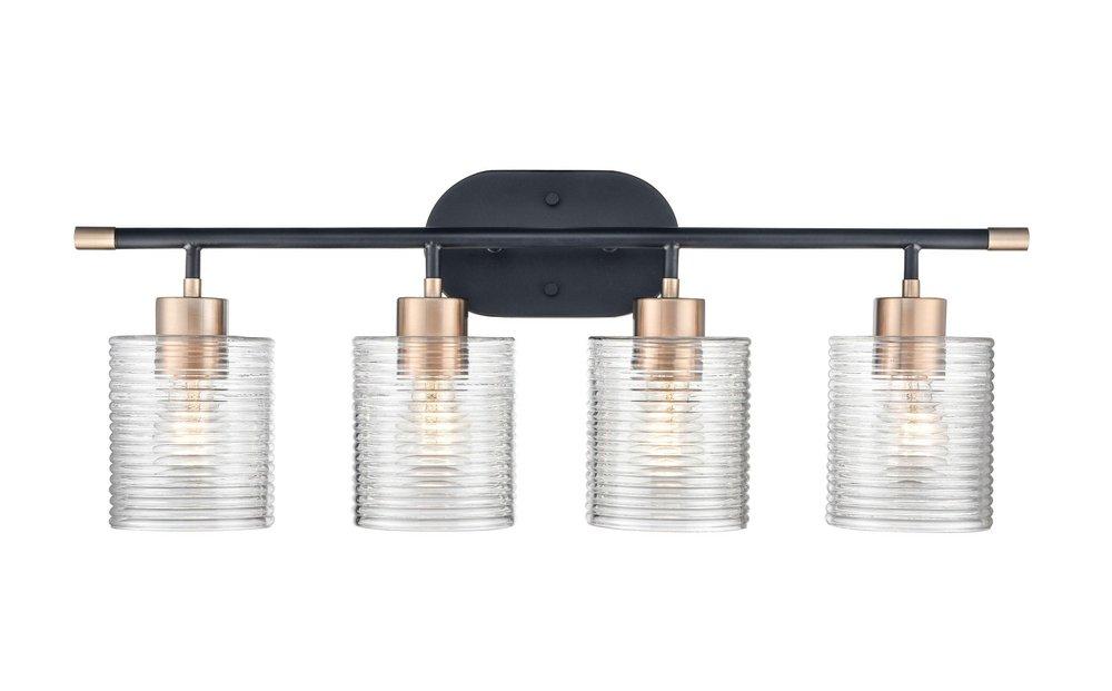 4-Light Vanity Fixture in Matte Black/Modern Gold 