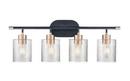 4-Light Vanity Fixture in Matte Black/Modern Gold