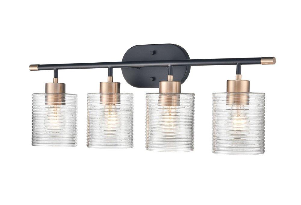 4-Light Vanity Fixture in Matte Black/Modern Gold 
