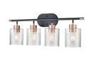 4-Light Vanity Fixture in Matte Black/Modern Gold 