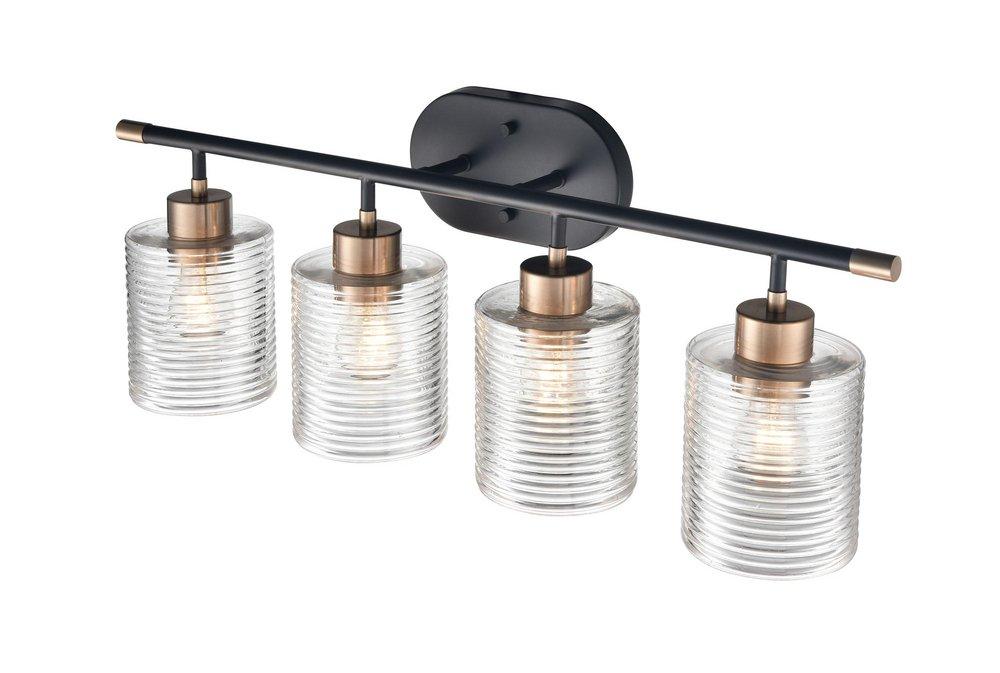 4-Light Vanity Fixture in Matte Black/Modern Gold 