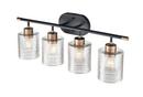 4-Light Vanity Fixture in Matte Black/Modern Gold 