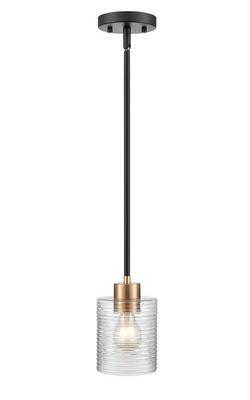 1-Light Mini-Pendant Light in Matte Black Modern Gold