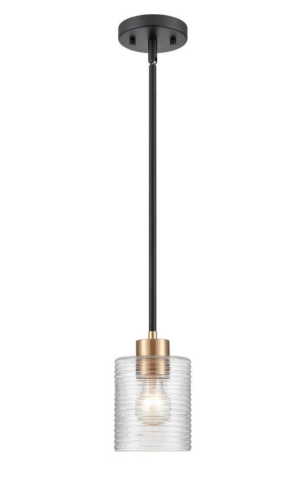 1-Light Mini-Pendant Light in Matte Black Modern Gold 