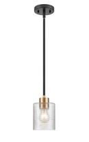 1-Light Mini-Pendant Light in Matte Black Modern Gold 