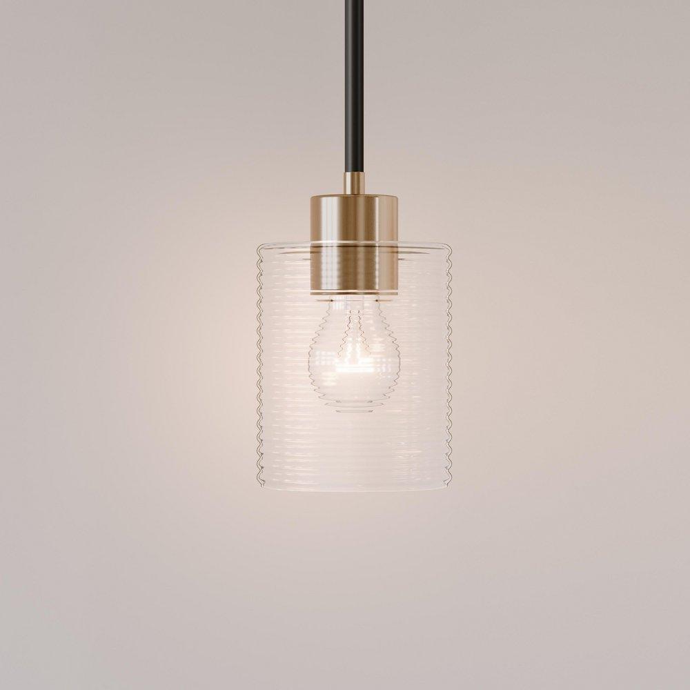 1-Light Mini-Pendant Light in Matte Black Modern Gold 
