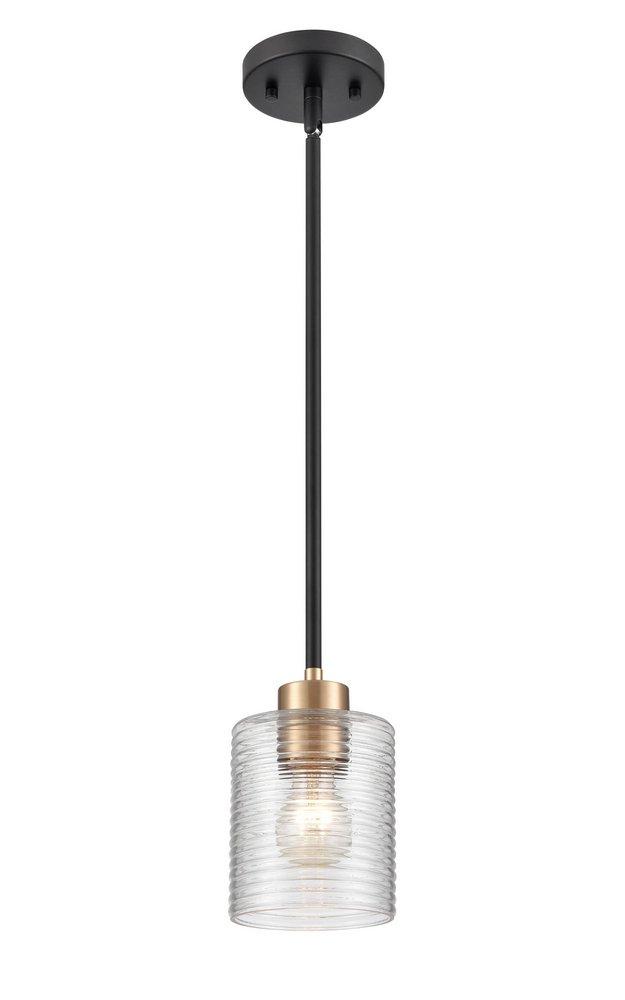 1-Light Mini-Pendant Light in Matte Black Modern Gold 