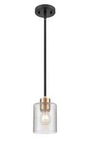 1-Light Mini-Pendant Light in Matte Black Modern Gold 