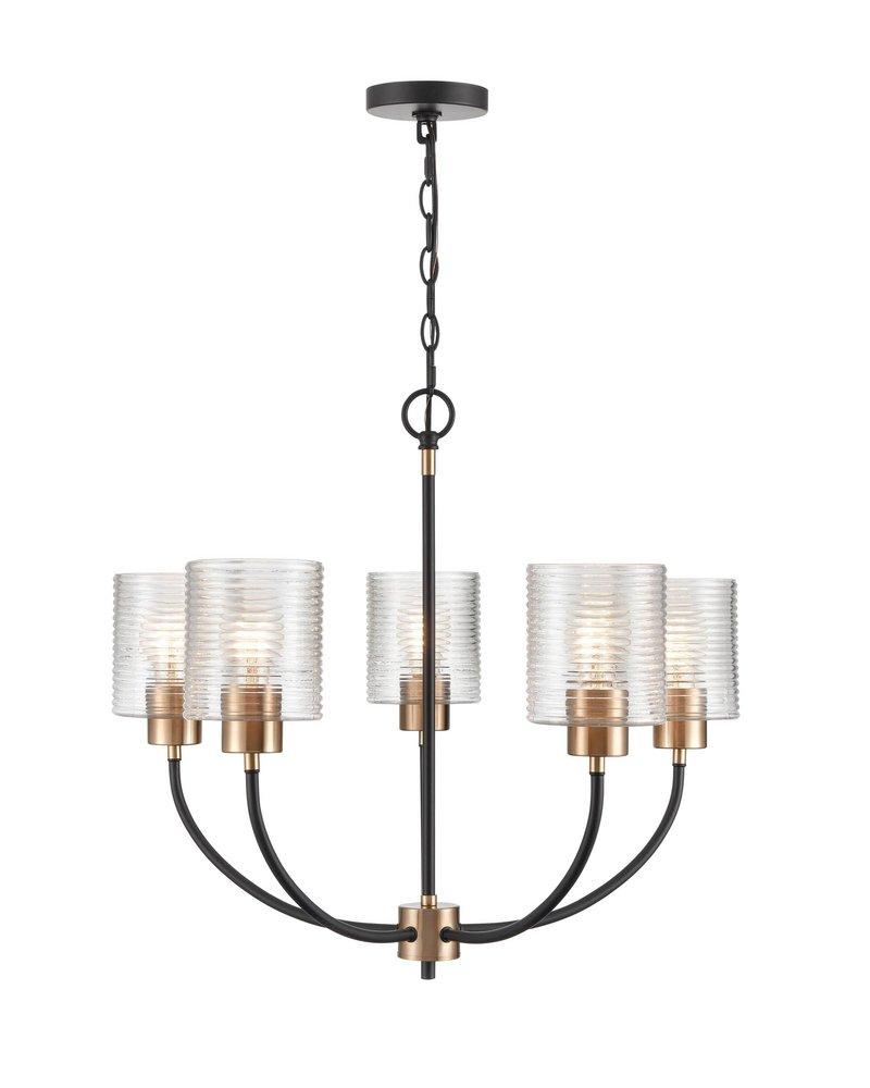 5-Light Chandelier Ceiling Light in Matte Black Modern Gold 