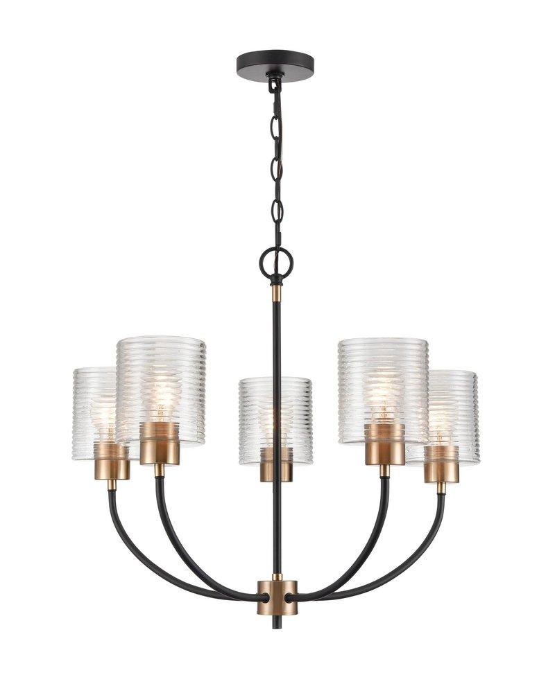 5-Light Chandelier Ceiling Light in Matte Black Modern Gold 