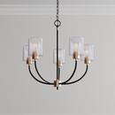 5-Light Chandelier Ceiling Light in Matte Black Modern Gold 