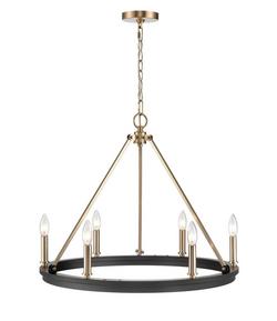 5-Light Chandelier Ceiling Light in Matte Black/Modern Gold