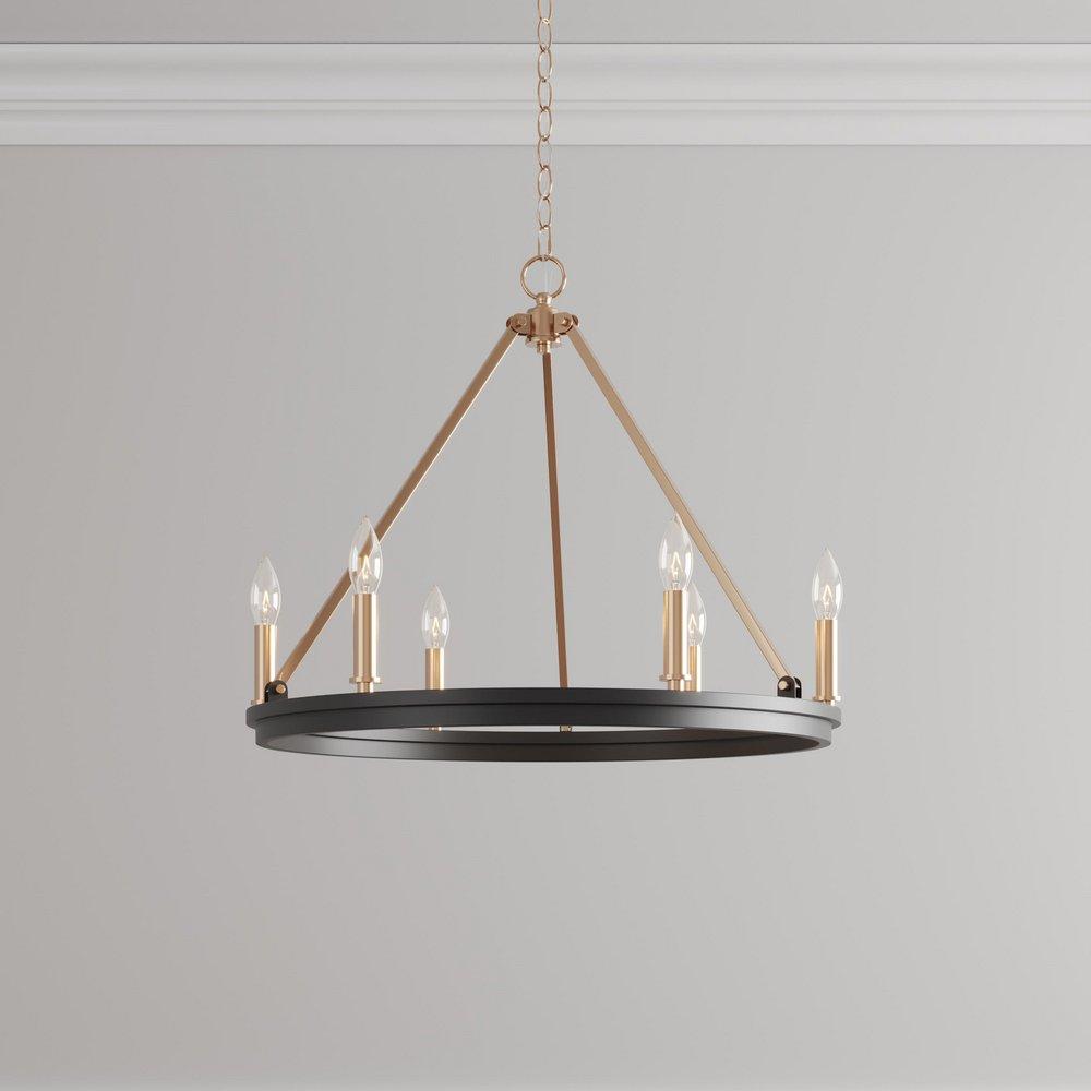 Millennium Lighting Matte Black/Modern Gold 6-Light Chandelier Ceiling Light 
