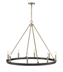 8-Light Chandelier Ceiling Light in Matte Black/Modern Gold