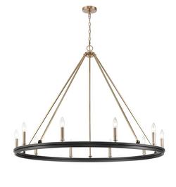 10-Light Chandelier Ceiling Light in Matte Black Modern Gold