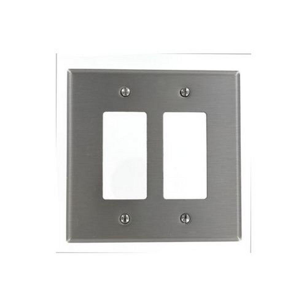 2-Gang Oversized Wall Plate &ndash; 2 Decora/GFCI, 302 Stainless Steel 