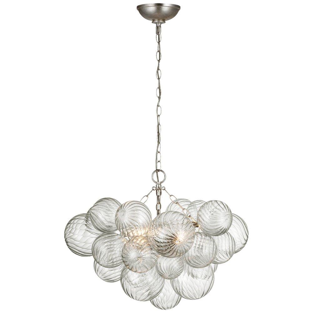 Visual Comfort & Co. Signature Burnished Silver Leaf/Clear Swirled Glass 17-3/4 x 24 in. 6.5W 1-Tier 3-Light LED Transitional Chandelier 