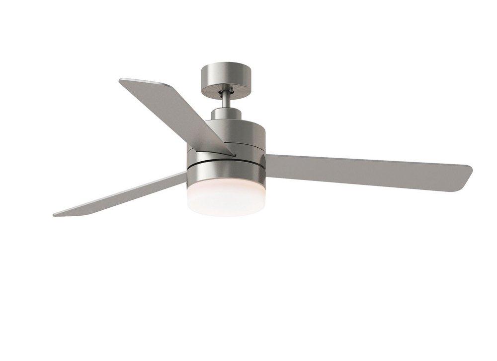 ERA 52" DIMMABLE LED INDOOR/OUTDOOR BRUSHED STEEL CEILING FAN WITH LIGHT KIT, REMOTE CONTROL AND MANUAL REVERSIBLE MOTOR 